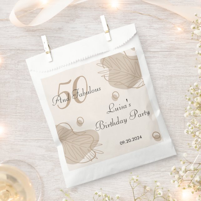 Bolsa De Papel Boho Leaf Moderno Todas las Edades Cumpleaños (Cortado)