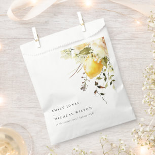 Bolsa De Papel Boho Lemon Yellow Watercolor Floral Boda