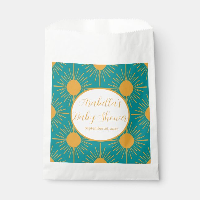Bolsa De Papel Boho Little Ray de Sun Turquoise Baby Shower (Anverso)