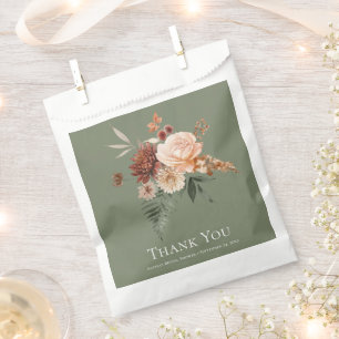 Bolsa De Papel Boho Melocotón y óxido floral salvia verde Baby Sh