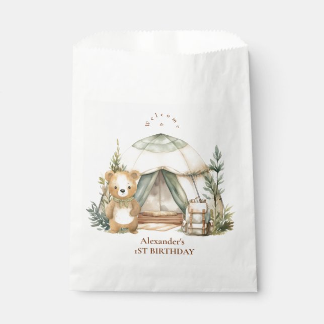 Bolsa De Papel Boho One Happy Camper Primer Fiesta de cumpleaños (Anverso)