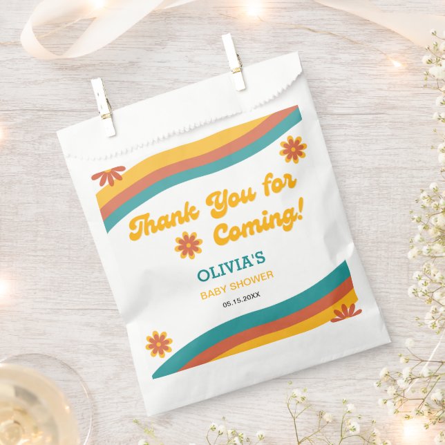 Bolsa De Papel Boho Retro Sunshine Gracias Baby Shower (Cortado)