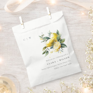 Bolsa De Papel Boho Rustic Watercolor Yellow Lemon Garden Wedding