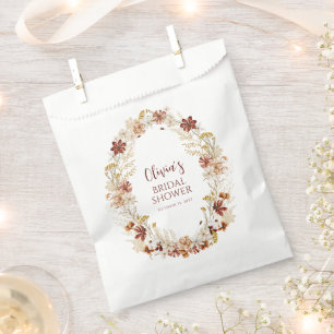 Bolsa De Papel Boho Rústico Floral Borgoña Despedida de Soltera P