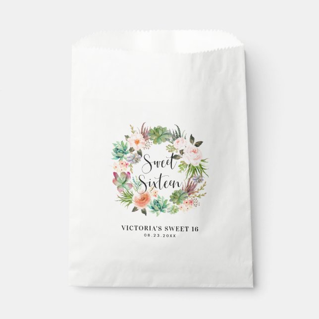 Bolsa De Papel Boho Suculenta Wreath Floral Dulce (Anverso)