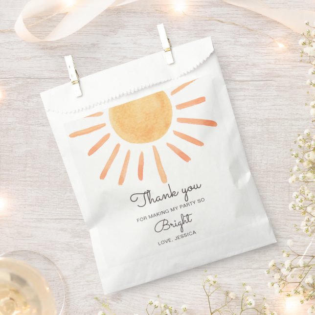 Bolsa De Papel Boho Sun Favor Summer Little Sunshine Cumpleaños (Cortado)