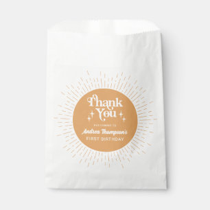 Bolsa De Papel Boho Sunshine Yellow First Birday Gracias