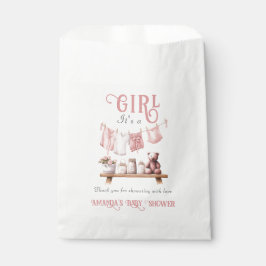 Bolsa De Papel Boho Sweet It a Chica Pink Clothesline Baby Shower