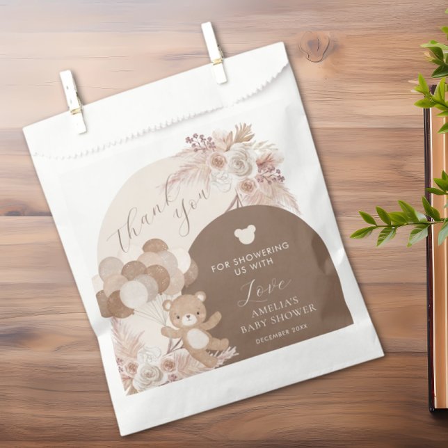 Bolsa De Papel Boho Teddy Bear Bearly Wait Baby Shower Gracias (Subido por el creador)