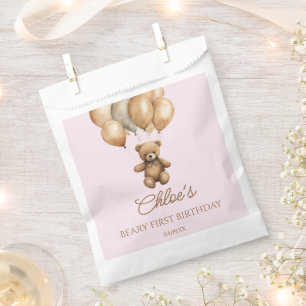 Bolsa De Papel Boho Teddy Bear Beary First Birday Party