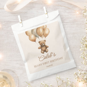 Bolsa De Papel Boho Teddy Bear Beary First Birday Party