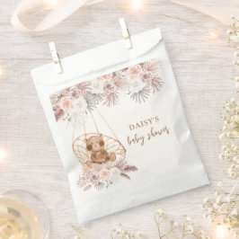 Bolsa De Papel Boho Teddy Bear moderno Pampas Baby Shower