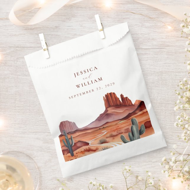 Bolsa De Papel Boho Watercolor Desert Boda (Cortado)