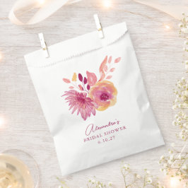 Bolsa De Papel Boho Watercolor Magenta Flores Rojas Ducha Bridal