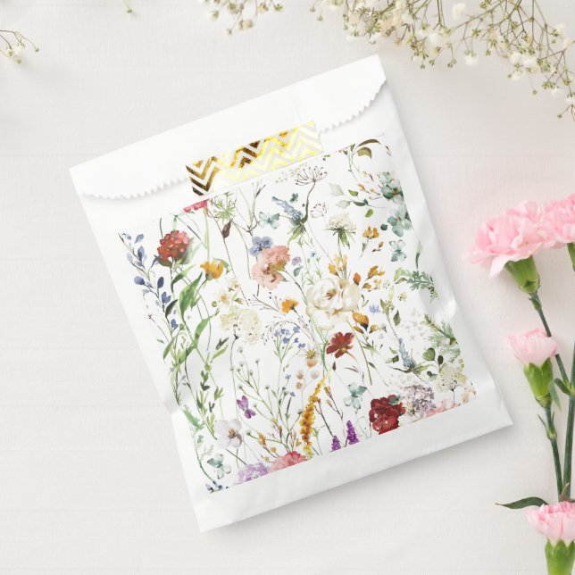 Bolsa De Papel Boho Wildflower Acuarela Primavera Flor (Sellado)