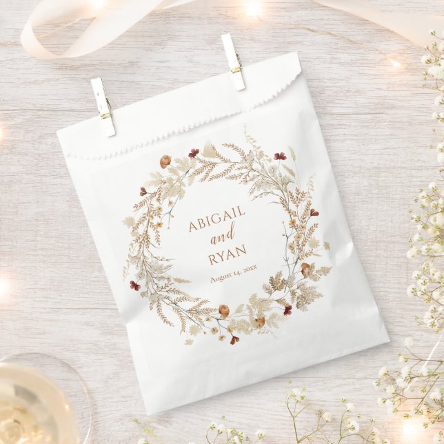 Bolsa De Papel Boho Wildflower Floral Butterfly Wedding (Cortado)