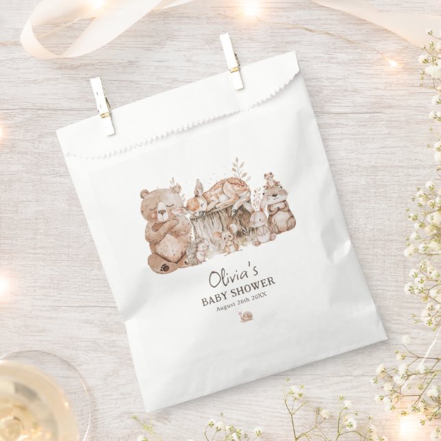 Bolsa De Papel Boho Woodland Animales Género Neutral Baby Shower (Cortado)