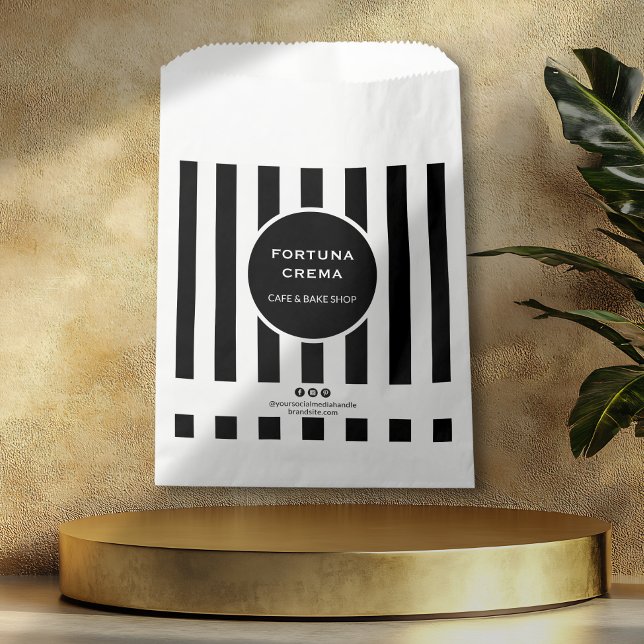 Bolsa De Papel Bold Black & White Striped Business Display Event  (Subido por el creador)