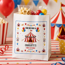 Bolsa De Papel Boleto de Circo Rojo Moderno Cumpleaños 1er | Cual