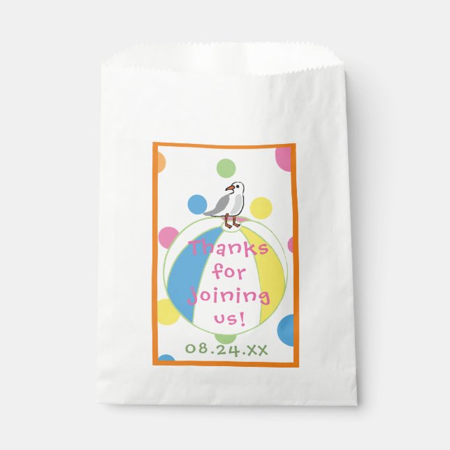 Bolsa De Papel Bolsa Baby Shower Favor, Bolsa Beach Ball Favor (Anverso)