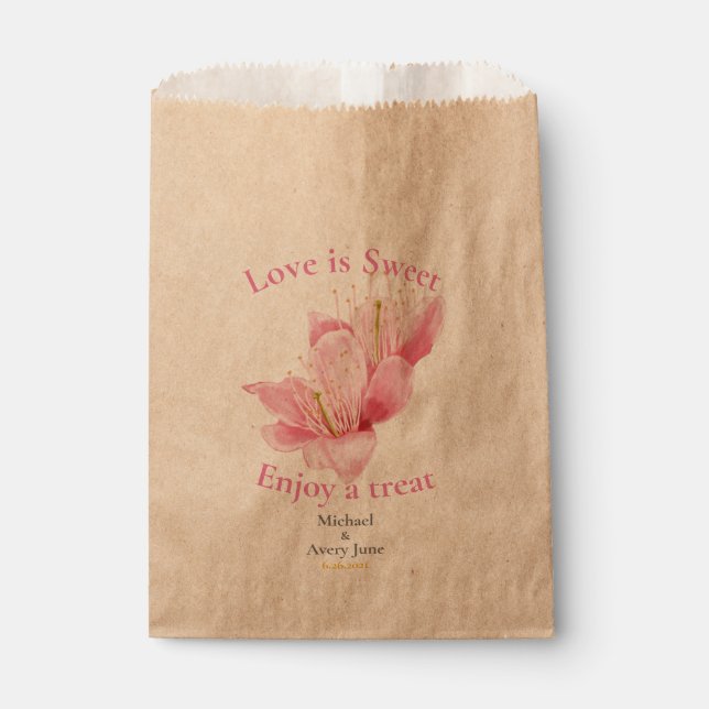 Bolsa De Papel Bolsa de boda floral rosa (Anverso)