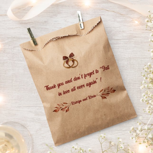 Bolsa De Papel Bolsa de Favor de Colección de Bodas de otoño rúst (Cortado)