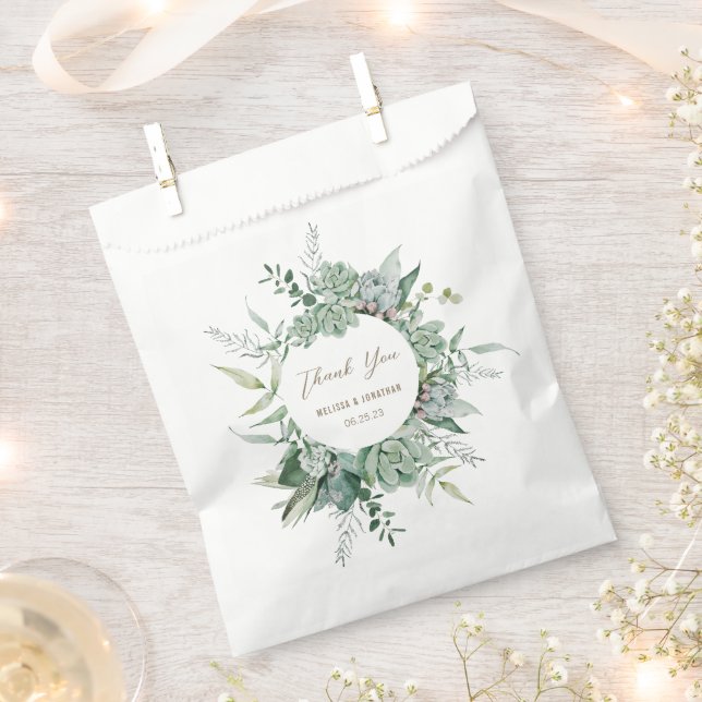 Bolsa De Papel Bolsa de Favor de la Boda de Jardín Suculento (Cortado)