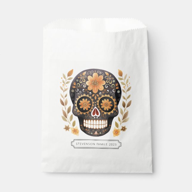 Bolsa De Papel Bolsa de Favor de la Calavera del Azúcar (Anverso)