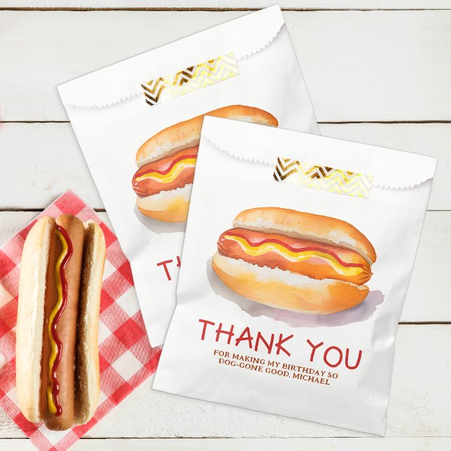 Bolsa De Papel Bolsa de Favor de la Fiesta de Cumpleaños del Perr (Hot Dog Birthday Cookout Favor Bags)