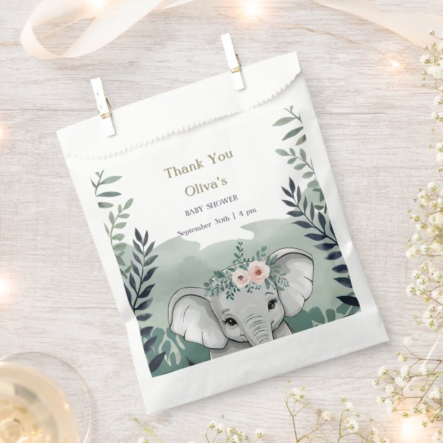 Bolsa De Papel Bolsa de Favor de un Elefante Safari para Baby Sho (Cortado)