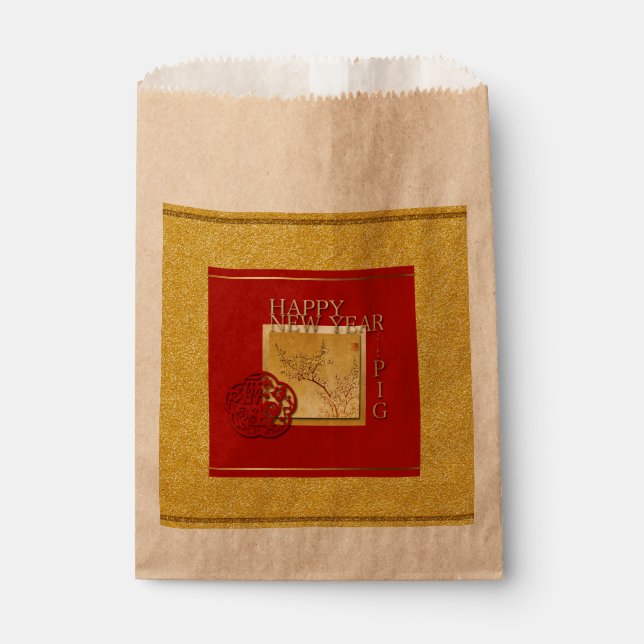 Bolsa De Papel Bolsa de Favor del Año Nuevo 2019 del Cerdo chino  (Anverso)