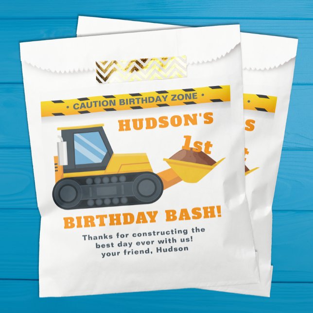 Bolsa De Papel Bolsa de Favor del Cumpleaños de la Construcción - (Construction Birthday Favor Bag)
