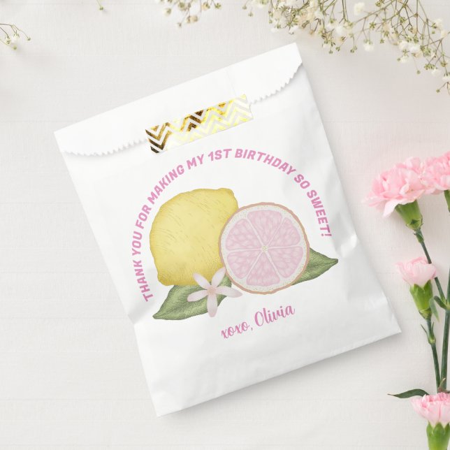 Bolsa De Papel Bolsa de Favor del Partido de Cumpleaños Rosa Lemo (Sellado)
