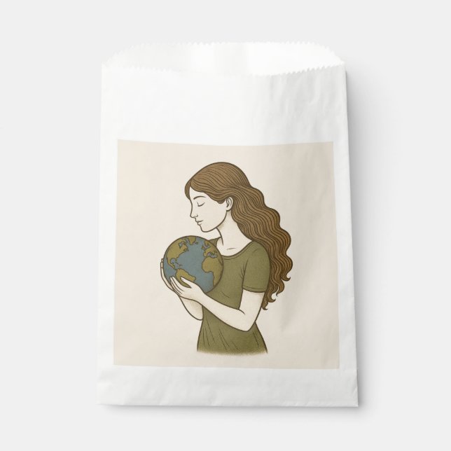 Bolsa De Papel Bolsa de Favor Eco – Diseño de Mujer Abrazando la  (Anverso)
