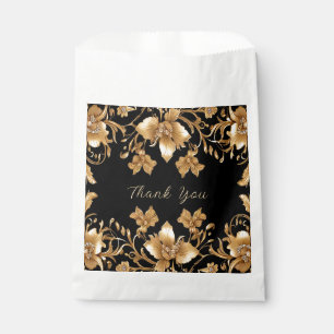Bolsa De Papel Bolsa de Favor Floral Ornate de Oro Negro
