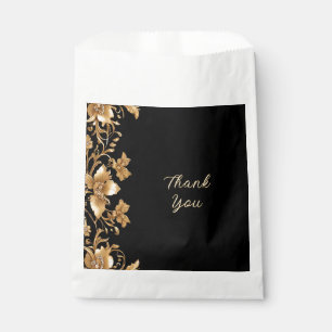 Bolsa De Papel Bolsa de Favor Floral Ornate de Oro Negro