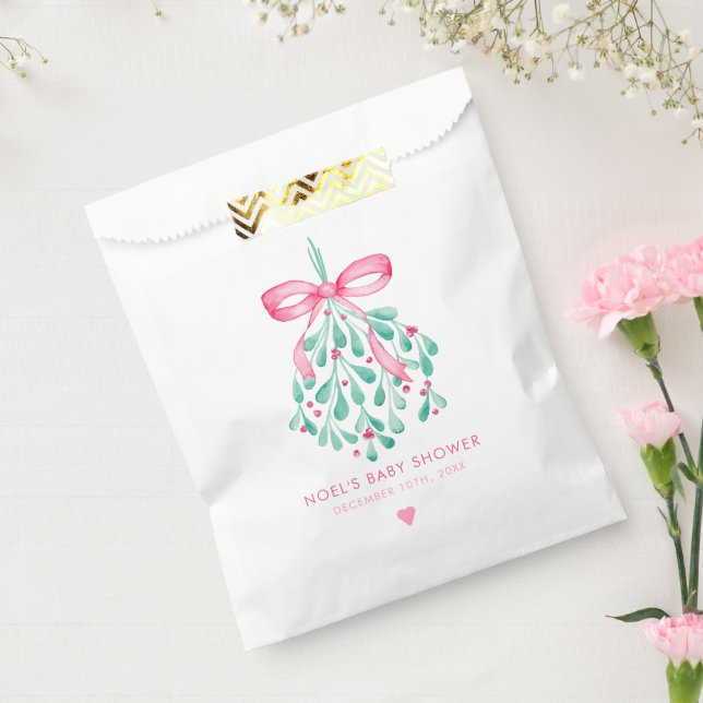 Bolsa De Papel Bolsa favorita Baby Shower de Chica Rosa Mistletoe (Sellado)