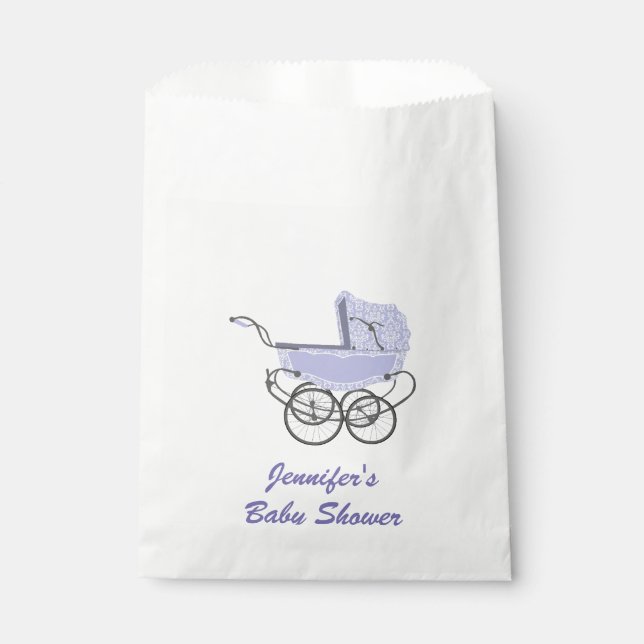 Bolsa De Papel Bolsa favorita Baby Shower Purple Pram (Anverso)