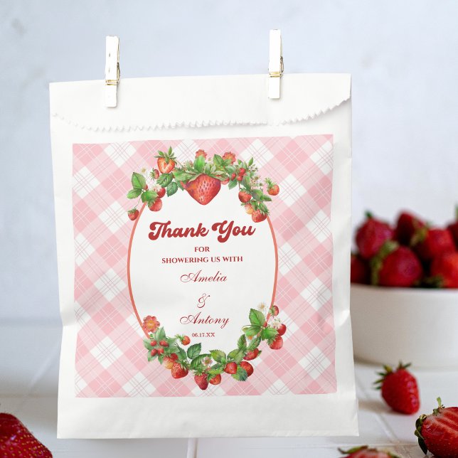 Bolsa De Papel Bolsa favorita Baby Shower rosa con fresas encanta (Subido por el creador)