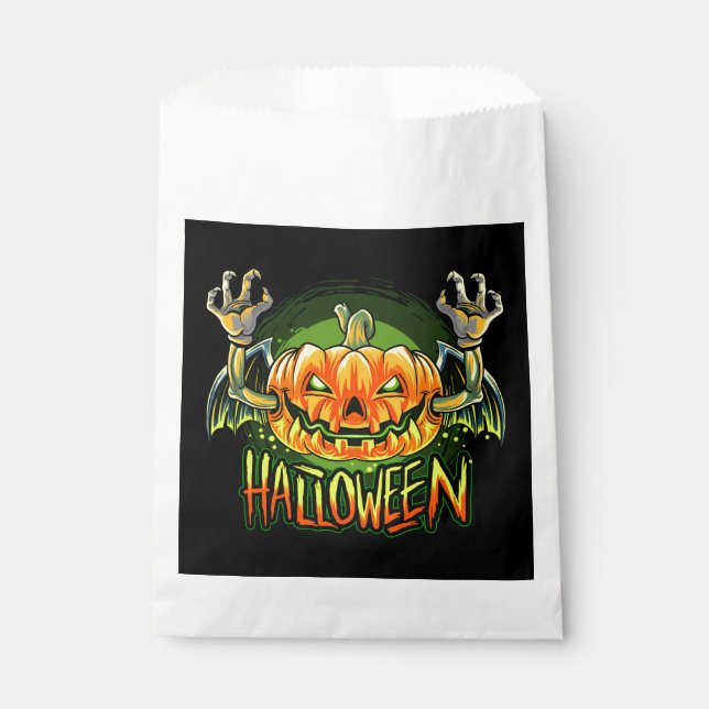Bolsa De Papel Bolsa favorita de calabaza de Halloween espeluznan (Anverso)