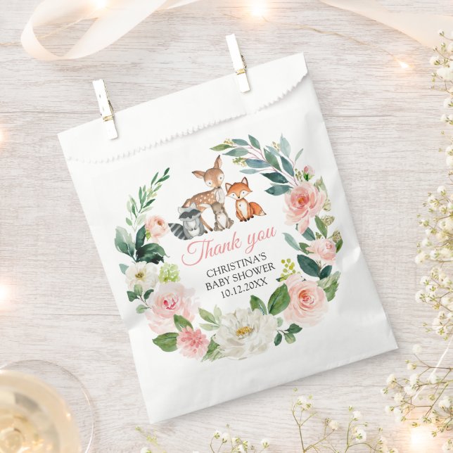 Bolsa De Papel Bolsa favorita de ducha para animales y flores ros (Cortado)