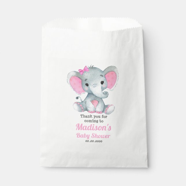 Bolsa De Papel Bolsa favorita de elefante gris rosado, Personaliz (Anverso)