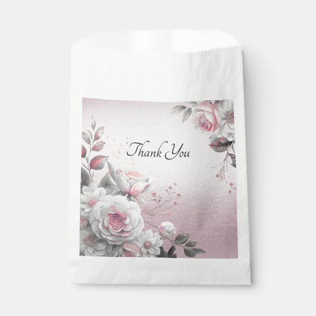 Bolsa De Papel Bolsa favorita floral rosa blanca (Anverso)