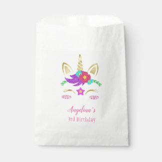 Bolsa De Papel Bolsa personalizada Floral Unicornio de favor de c
