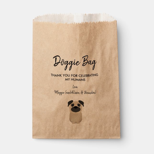 Bolsa De Papel Bolsa Pug Doggie para Boda, bolsas favoritas de tr (Anverso)