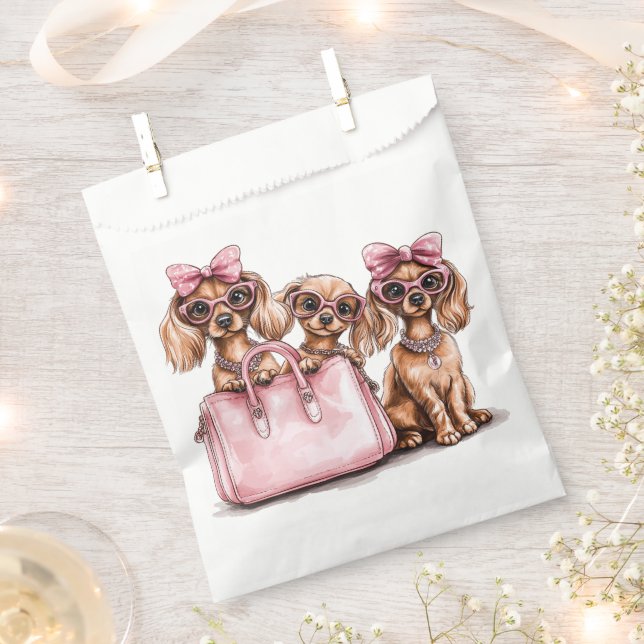 Bolsa De Papel Bolsa rosa de los perros Dachshund (Cortado)
