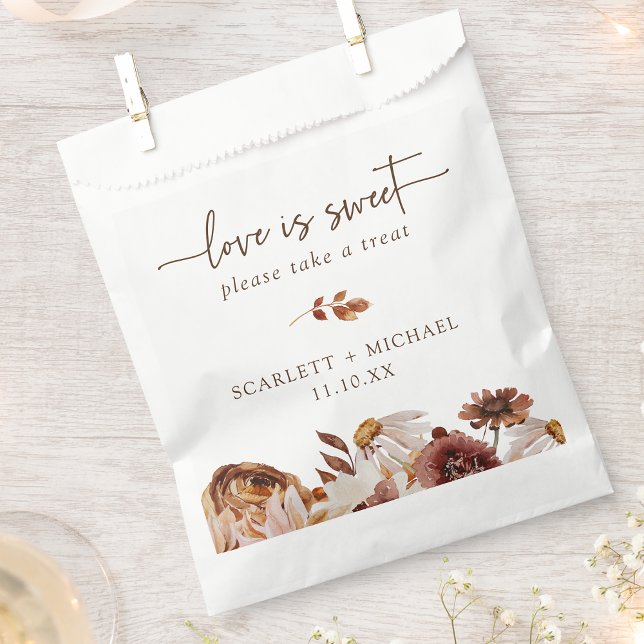 Bolsa De Papel Bolsa Rustic Fall Favor (Rustic White Fall Botanical Love Is Sweet Favor Bag by Painted Paperie
)