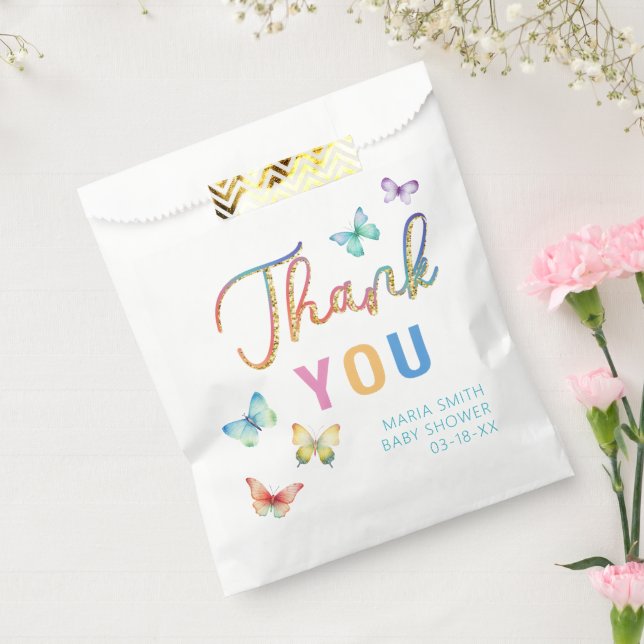 Bolsa De Papel Bolsas Baby Shower Favorito de la mariposa (Sellado)