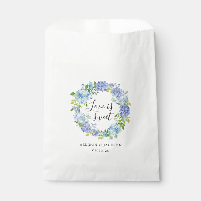 Bolsa De Papel Bolsas de Favor de Boda de Hidrangea Azul (Anverso)