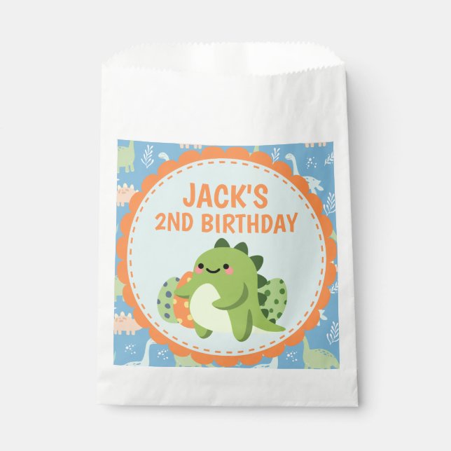 Bolsa De Papel Bolsas de Favor de Fiesta de Cumpleaños de Dinosau (Anverso)